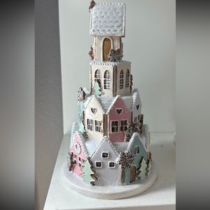 Pastel gingerbread house decor